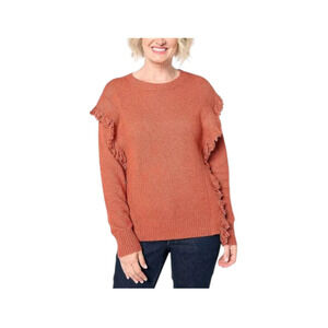 Belle Boho by Kim Gravel Women's Fringe Benefits Sweater Rust - Regular